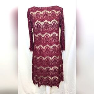 Jessica Howard. Burgundy Lace Dress. Size: 10P